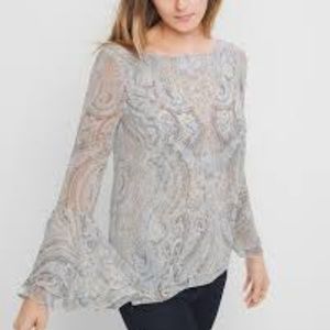 Brand New - WHBM - PAISLEY BELL SLEEVE BLOUSE - M